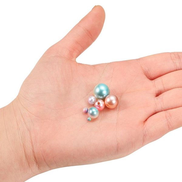 

360 шт. радуга цветного разноцветных смешанных акриловых прямых отверстий пластиковый круглый abs имитация жемчужные бусины diy для jewelr w