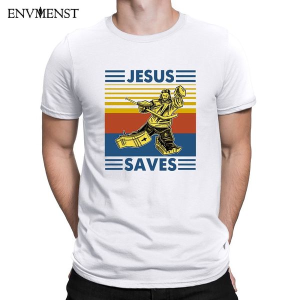 

summer new fashion european sweatshirt jesus saves hockey goal vintage short sleeve retro tee gift hooded sweatshirt hoodie men t shirt