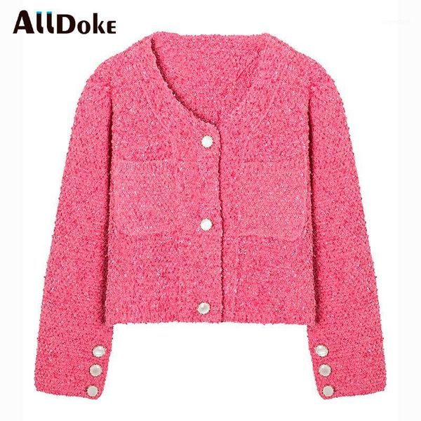 

alldoke autumn winter women crop coat casual v-neck single breasted long sleeve high waist coats woman pink jacket femme veste1, Black;brown