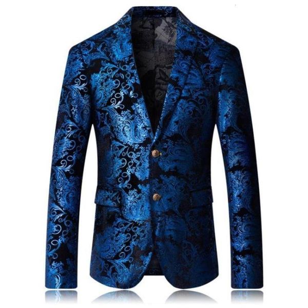 

new style casual suit black 2020 background blue flower men's large, White;black