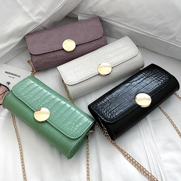 

cross body fashion women flap crossbody shoulder bag purple underarm lady leather casual messenger handbag female crocodile square bags