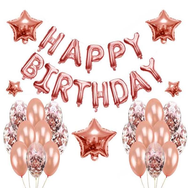 

happy birthday balloons rose gold letter foil balloon set birthday party decorations kids latex ballons baby shower decor globos qylwnn