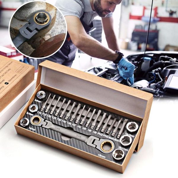 

23pcs/set hardcore wrench socket set hardware spanner screwdriver ratchet wrench kit car repairing combination hand tool sets1