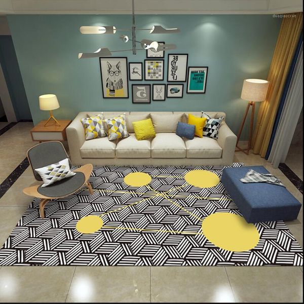 

ins geometric black white carpets rugs modern coffee table bedroom living room non-slip tapete home decor floor mats1