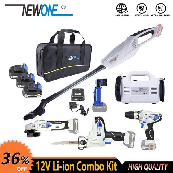 

12v cordless electric power tool combo kit drill/screw driver angle grinder reciprocating saw led inflator/deflator1
