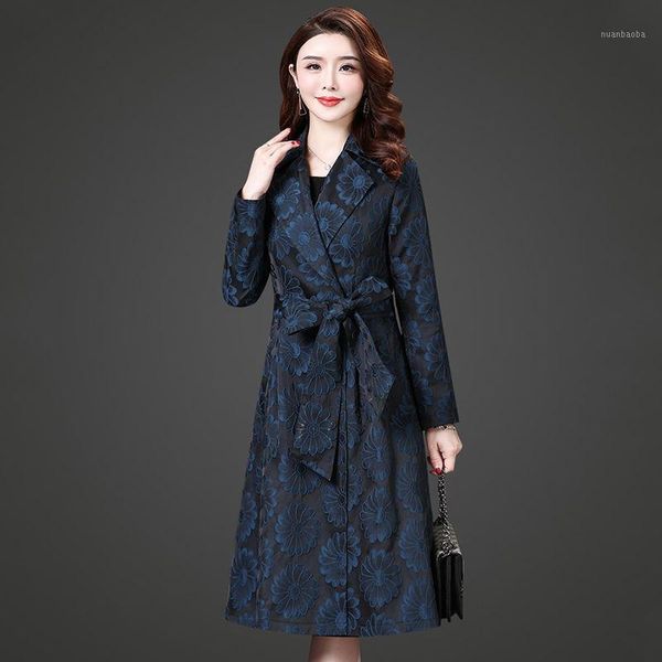 

new 2020 spring autumn woolen coat female fashion floral printed wool women coat female jacket with belt1, Black