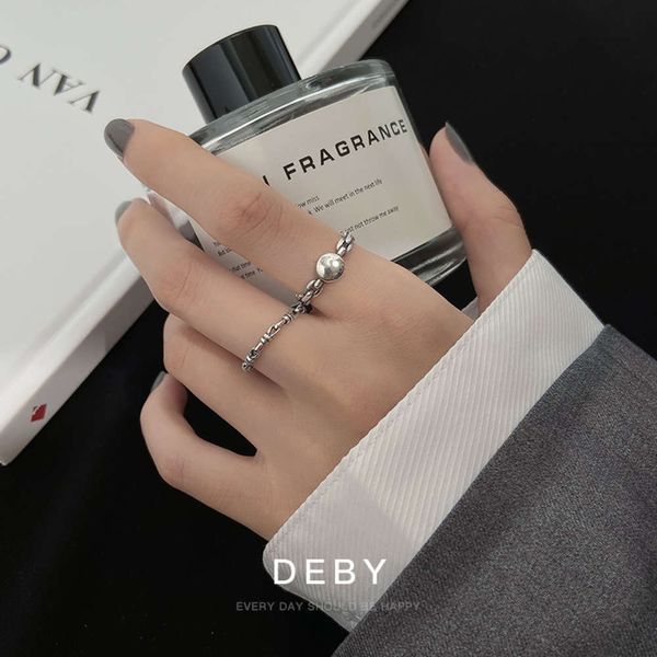 

925 sterling sier female fingertip student simple folding index middle finger joint ring jewelry, Silver