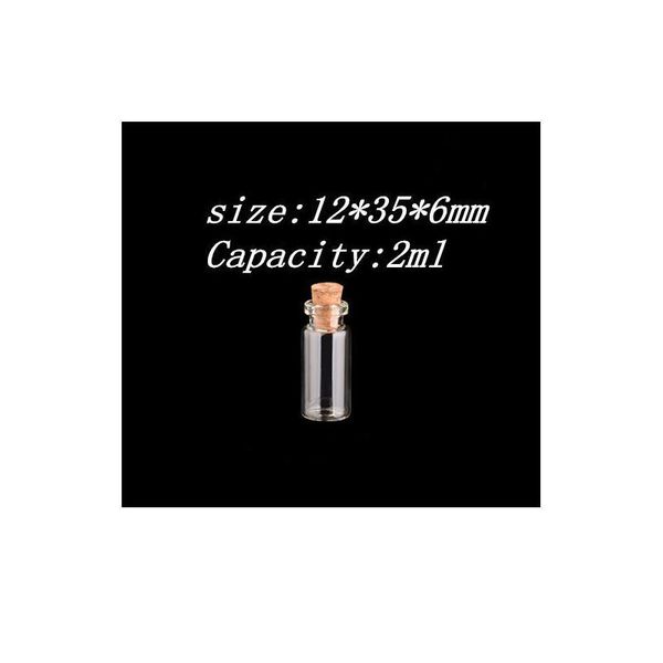 

12*35*6mm 2ml glass bottles with cork small transparent mini empty glass vials jars 200pcs/lot 12*35 jllkyw