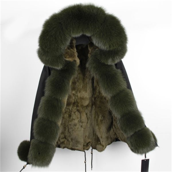 

2021 new super big fox collar rabbit fur to overcome female winter jacket 8poe, Black