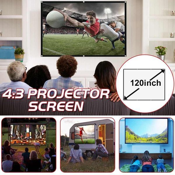 

projection screens 4:3 foldable design home polyester screen film theater outdoor 60/72/84/100/120 inch movie video for projector1