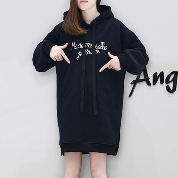 

casual dresses 2021 women leisure autumn fashion sweatshirt hoodie winter long sleeve letter printing dress #e955, Black;gray
