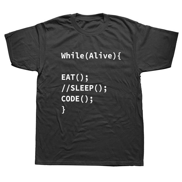 

спорт летняя мода мужчины тенниска пока жив eat sleep код разработчика забавная код coding унисекс футболка футболка