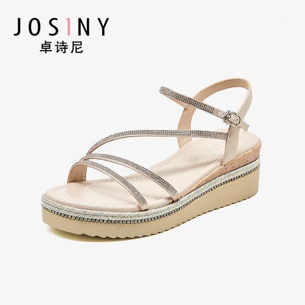 

josiny women sandals fairy-style open-toed wedge heel with a word buckle platform sandals fashion women's shoes1, Black