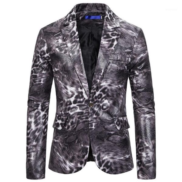 

sagace new brand mens fashion leopard leather blazer printed slim fit single button suit jacket outerwear coat1, White;black