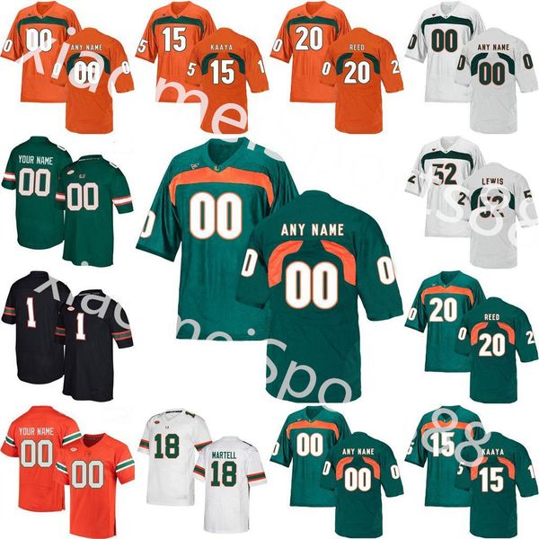

ncaa miami hurricanes college football jerseys mens 15 brad kaaya jersey ed reed ray lewis sean taylor andre johnson custom stitched, Black