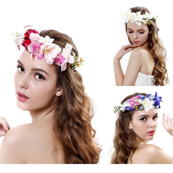 

women wedding rose flower wreath headband kids party floral garlands ribbon adjustable bridal flower crown hair acc qylrjf