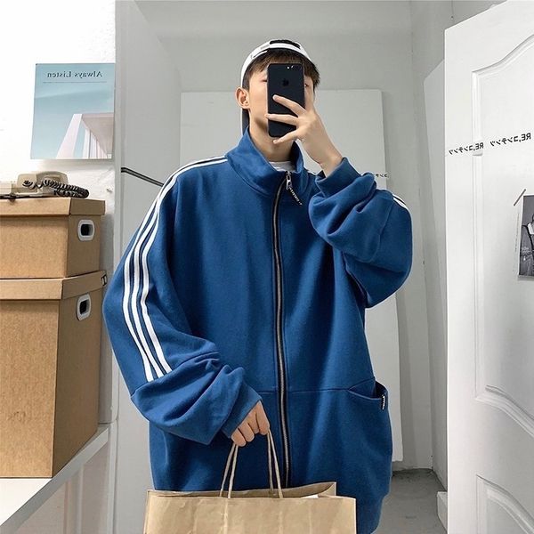 

a jian independent three bar zipper cardigan coat os loose fit autumn season thin cotton fabric lovers