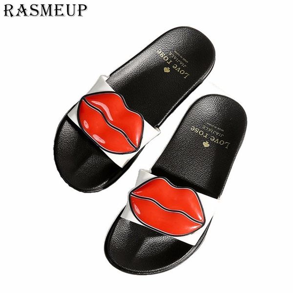 

rasmeup women's slippers summer fashion lips platform women beach slides soft thick soled woman flip flops ladies shoes x1020, Black