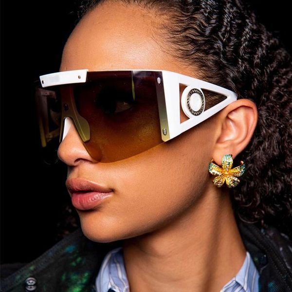 

sunglasses 2021 fashion oversized pilot men women vintage metal big frame sun glasses uv400, White;black