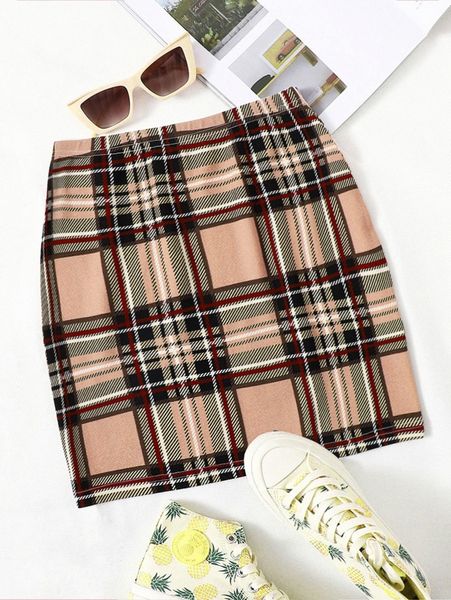 

plaid mini bodycon skirt q8wa#, Black