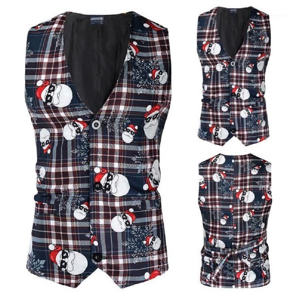

vests men 2020 autumn winter new men's 3d santa claus print christmas trim men's casual vests1, Black;white