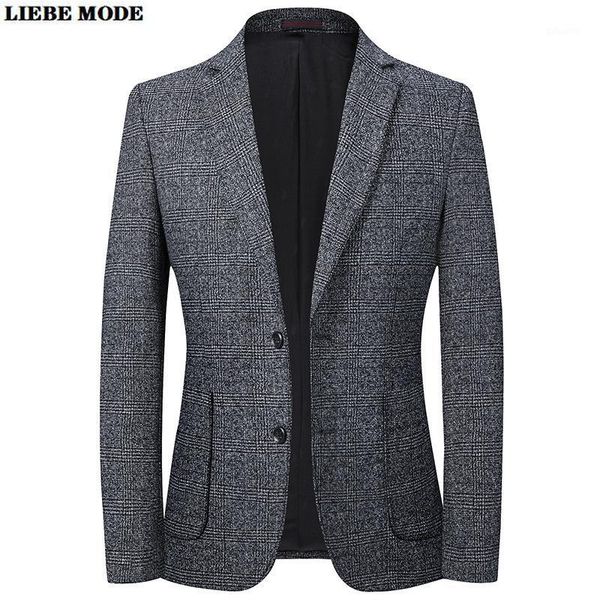

mens slim fit business casual grey plaid blazer hombre 2020 autumn winter formal wedding blazers for men british suit jackets1, White;black