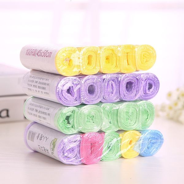 

45*50cm small bag garbage disposable bags kitchen bathroom trash can liners for bedroom home 7 color 5 rolls/set