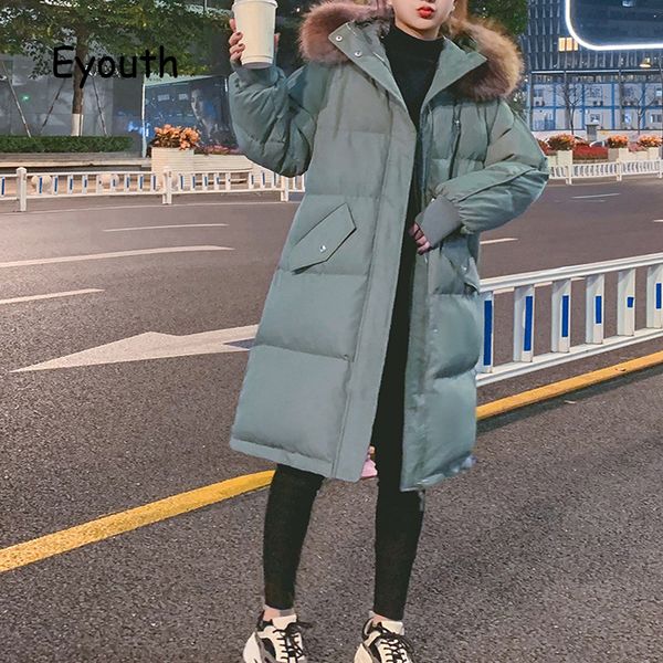 

вниз padded jacket женского зимнее пальто 2020 средней длиной сыпучее большой меховой воротник пальто утолщенного warmth с карманом женского, Black;brown