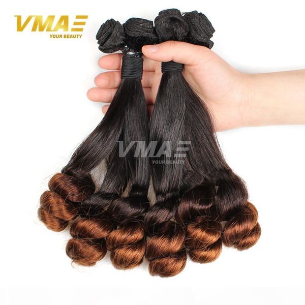 

3 pcs lot brazilian virgin funmi hair straight to loose wave true length thick end virgin brazilian hair weave bundles hair, Black