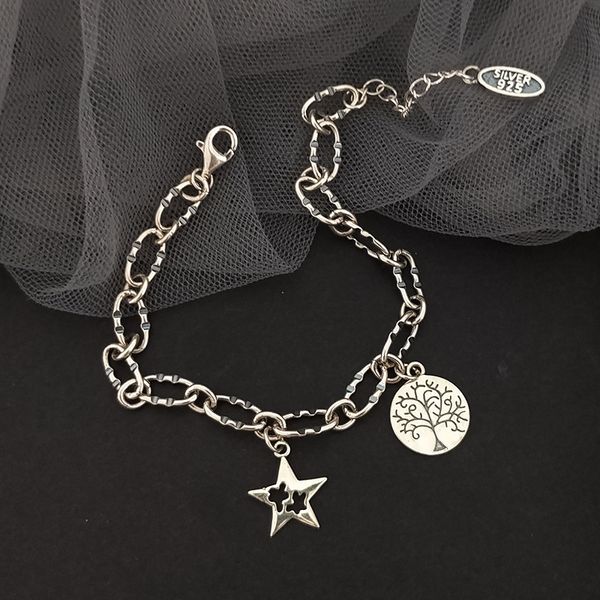 

корейская версия east gate 925 тайских серебряные пятиконечной звезды браслет женских иных моды простого чистое серебро студент браслет ewfm, Golden;silver