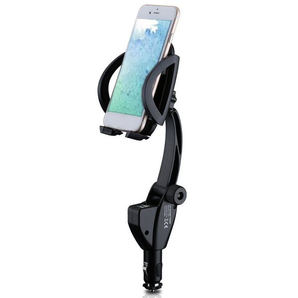 

practical multifunction charger portable adjustable bracket 360 degree dual usb phone holder mount durable car accessories stand