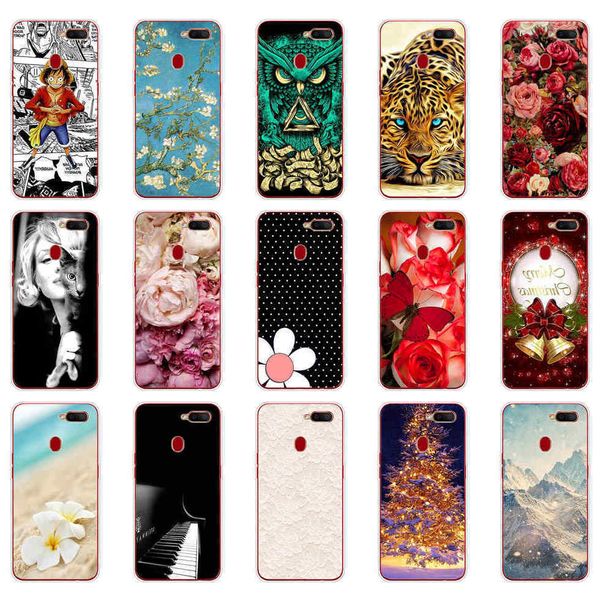 

для случая 6,2-дюймовый телефон задней обложки shell на oppo a5s soft tpu clear силиконовую бампер цветок