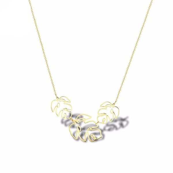 

chains rir stainless steel hollow golden leaf unique necklace simple plant nature temperament ladies jewellery necklaces, Silver