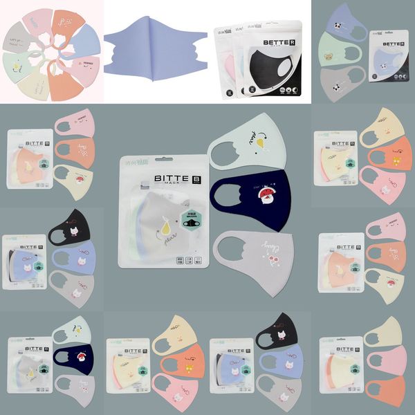 

factorycwb9protective mouth mask ice cartoon silk masks kids breathable earloop washable reusable ice silk face masks dh