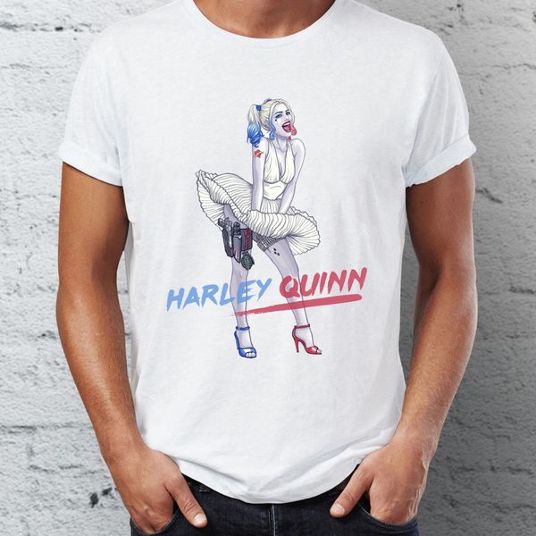

мужская футболка показывая harley quinn переодевшись мэрилин монро горячая tee спорта с капюшоном hoodie