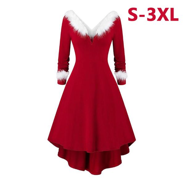 Nuovi arrivi Abito da donna vintage Babbo Natale Abito stampato Abito da donna a maniche lunghe Abito da festa di Natale sexy S-3XL