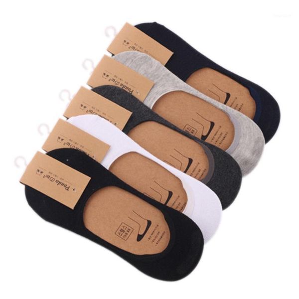 

5 pairs new cotton men invisible socks silicone anti - skid, pure color summer funny socks wholesale1, Black