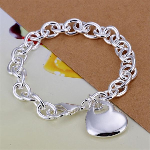 

silver color exquisite double heart pendant bracelets charms wedding fashion jewelry christmas gifts h279 h sqcnvy, Black