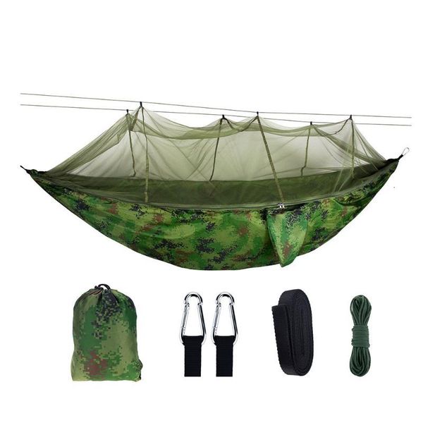 

portable outdoor camping hammock with mosquito net high strength parachute fabric hanging bed hunting sleeping swing