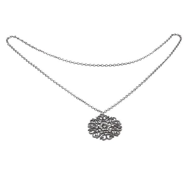 

flower necklace for women fashion geometric hollow round chain pendants statement birthday jewelry gifts, Silver