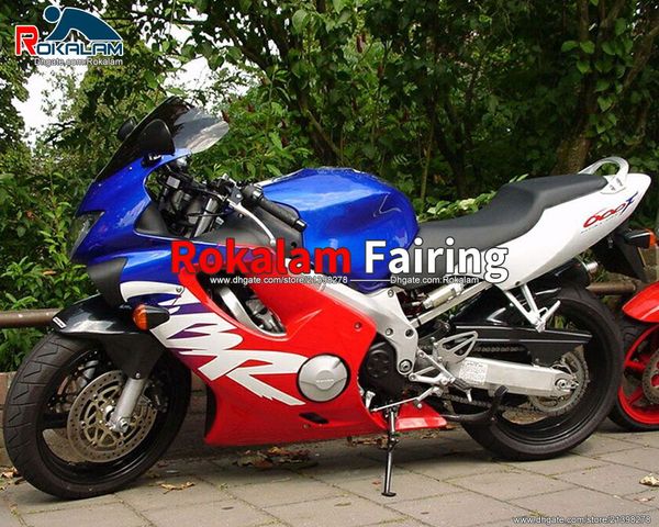 Moto-Verkleidungen für Honda CBR600F4 CBR 600 F4 600F CBR600 Rot Blau Weiß Karosserie Shell Sportbike Cowling 1999 2000 99 00 (Spritzguss)