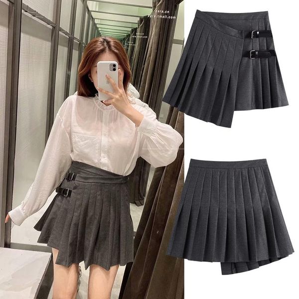 

skirts 2021 fashion women's high waist mini wide pleats pleated irregular skirt promotions cute and sweet lady spot, Black