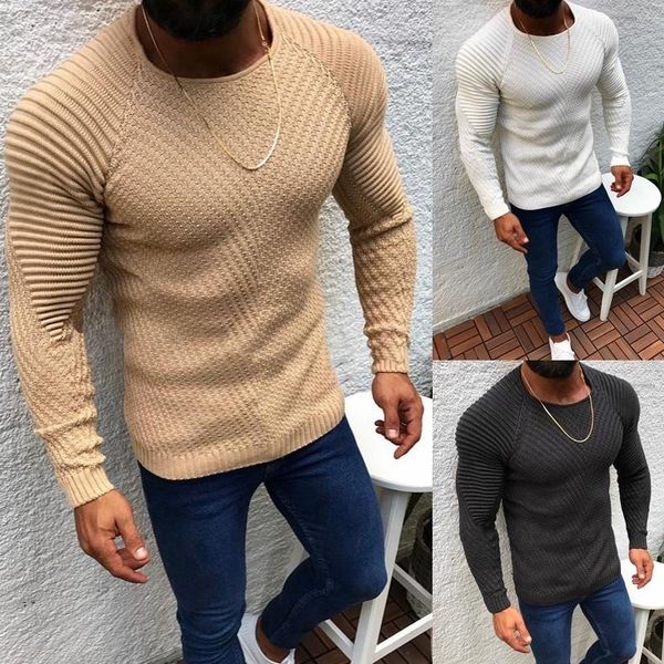 

fashion man slim long sleeve round neck pullover soild color sweatshirt outdoor sport casual sweater comfortable outwear, Black;white
