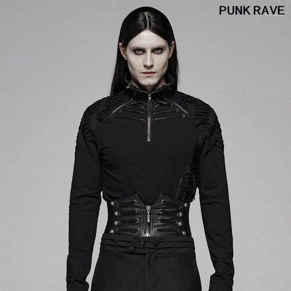 

noble pu leather ribbon rivet personality adjustable tie rope girdle punk handsome men corset punk rave ws-306ydm1, Black;brown