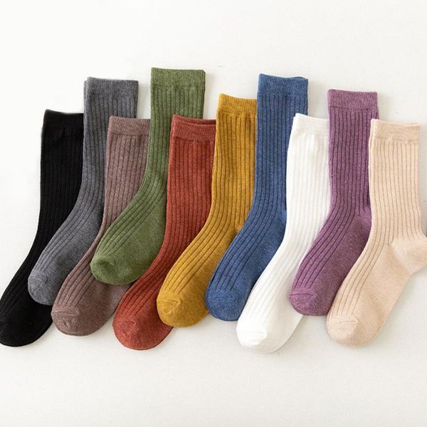 

cotton socks for women black white beige blue yellow 10 solid colors harajuku casual crew style spring summer autumn1