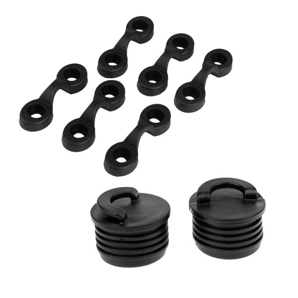 

pack 2 kayak scupper plug sers + pack 6 pad eye for marine boat dinghy canoe rafting