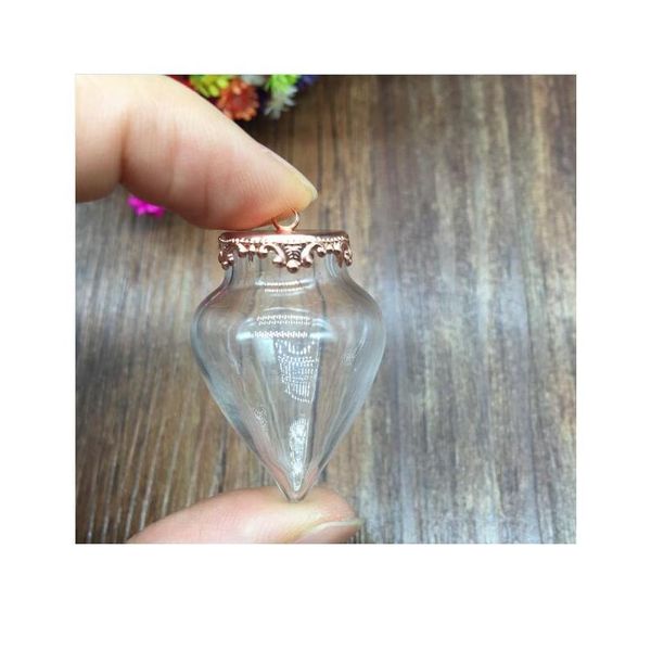 

100sets clear water drop shape glass globe jewelry findings charm glass wish bottle vial cover pendant necklace with 1 sqcwyf, Black
