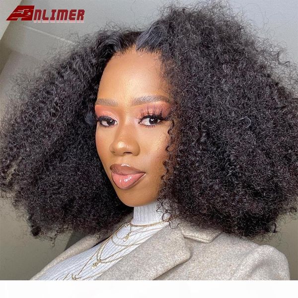 

kinky curly wig deep curly lace front wig afro kinky hair short human hair 180% density human bob wigs, Black;brown