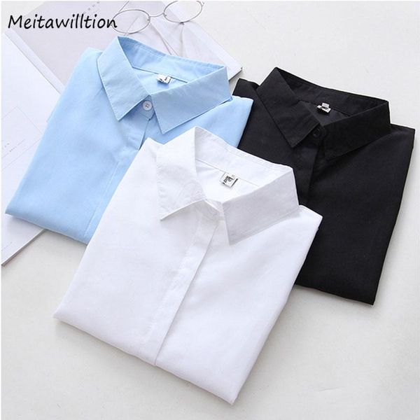 

autumn winter women solid blouse shirt 2021 lady office casual loose long sleeve basic white shirts