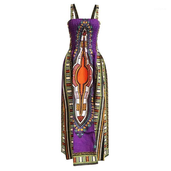 

100% cotton elastic waist african long dresses spaghetti strap fashion summer maxi dress for women1, Red